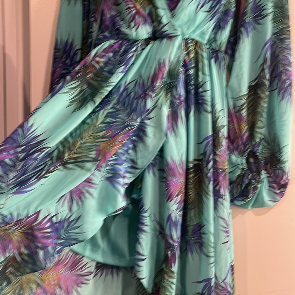 Fashion Nova Teal Tropical Print Midi Dress - Picture 8 of 12
